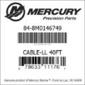 Bar codes for Mercury Marine part number 84-8M0146749