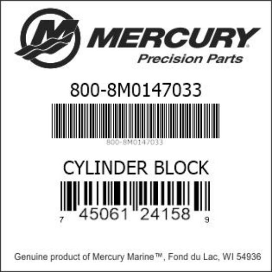 Bar codes for Mercury Marine part number 800-8M0147033
