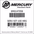 Bar codes for Mercury Marine part number 8M0147058
