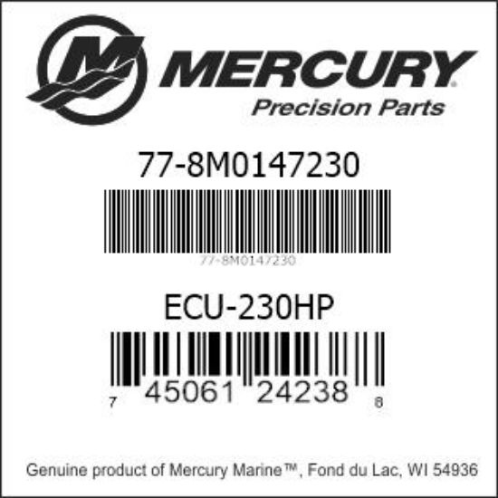 Bar codes for Mercury Marine part number 77-8M0147230