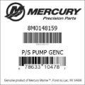 Bar codes for Mercury Marine part number 8M0148159