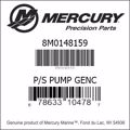 Bar codes for Mercury Marine part number 8M0148159