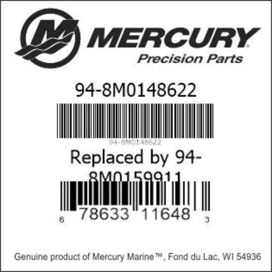 Bar codes for Mercury Marine part number 94-8M0148622