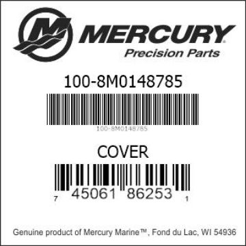 Mercury Marine part number 100-8M0148785 COVER Bar codes for Mercury Marine part number 100-8M0148785