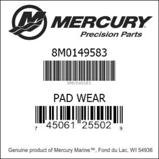 Bar codes for Mercury Marine part number 8M0149583