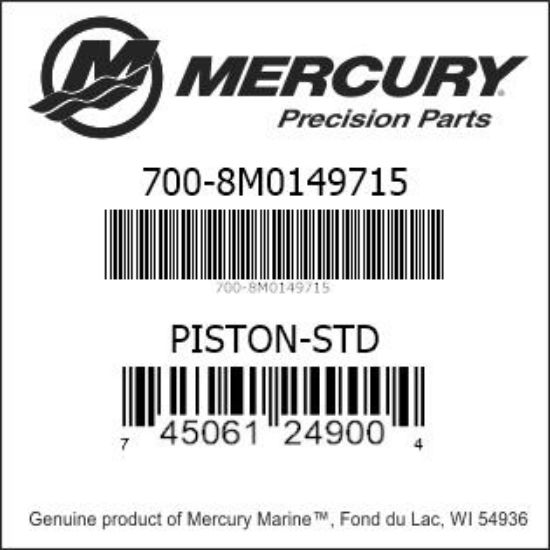 Bar codes for Mercury Marine part number 700-8M0149715