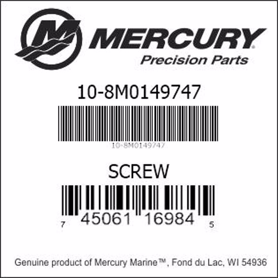 Bar codes for Mercury Marine part number 10-8M0149747