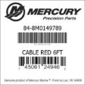 Bar codes for Mercury Marine part number 84-8M0149789