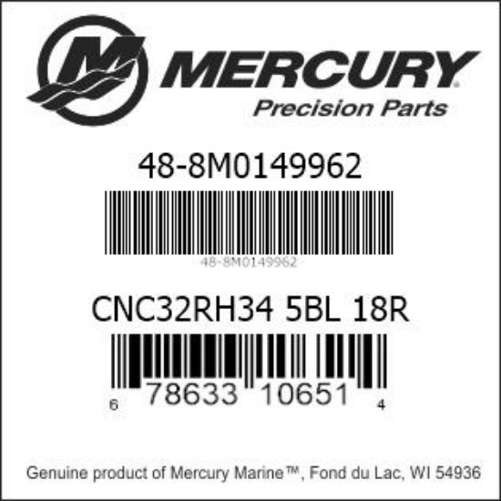 Bar codes for Mercury Marine part number 48-8M0149962