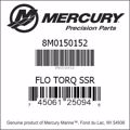 Bar codes for Mercury Marine part number 8M0150152