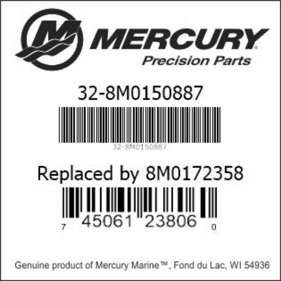 Bar codes for Mercury Marine part number 32-8M0150887