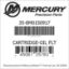 Mercury Marine part number 35-8M0150917 CARTRIDGE-OIL FLT Bar codes for Mercury Marine part number 35-8M0150917