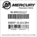 Bar codes for Mercury Marine part number 48-8M0151227