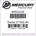 Bar codes for Mercury Marine part number 8M0151235