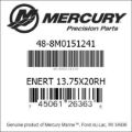 Bar codes for Mercury Marine part number 48-8M0151241
