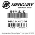 Bar codes for Mercury Marine part number 48-8M0151312