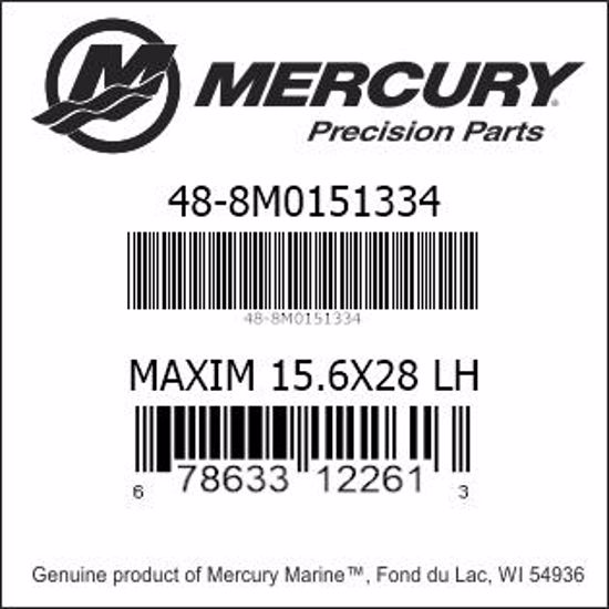 Bar codes for Mercury Marine part number 48-8M0151334