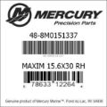 Bar codes for Mercury Marine part number 48-8M0151337