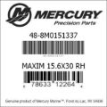 Bar codes for Mercury Marine part number 48-8M0151337