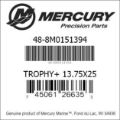 Bar codes for Mercury Marine part number 48-8M0151394