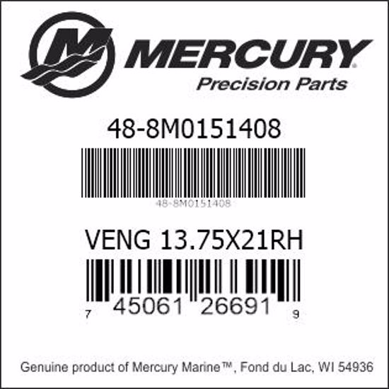 Bar codes for Mercury Marine part number 48-8M0151408
