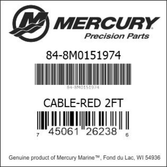 Bar codes for Mercury Marine part number 84-8M0151974