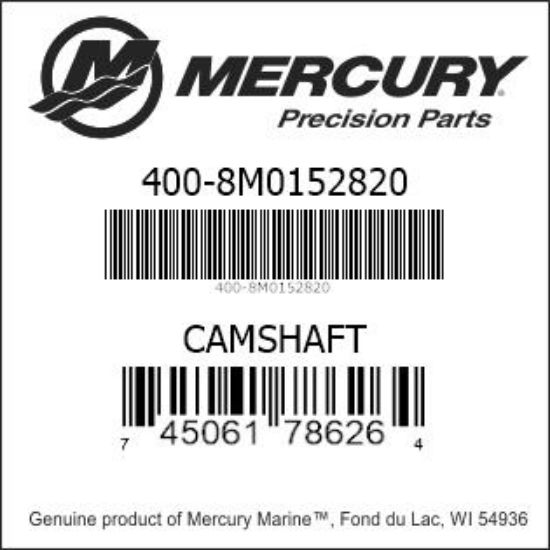 Bar codes for Mercury Marine part number 400-8M0152820