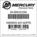 Bar codes for Mercury Marine part number 84-8M0153356