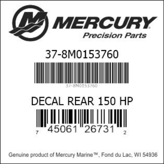Bar codes for Mercury Marine part number 37-8M0153760