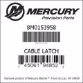 Bar codes for Mercury Marine part number 8M0153958