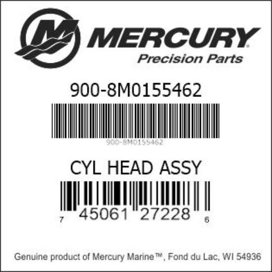 Bar codes for Mercury Marine part number 900-8M0155462