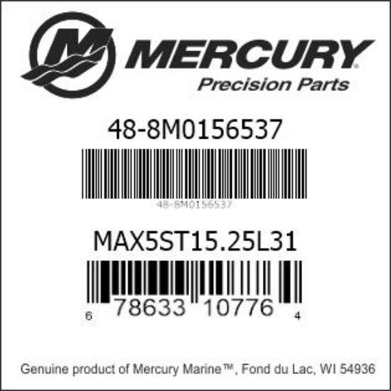 Bar codes for Mercury Marine part number 48-8M0156537