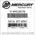 Bar codes for Mercury Marine part number 37-8M0156748