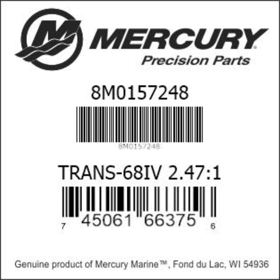 Bar codes for Mercury Marine part number 8M0157248