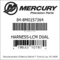 Bar codes for Mercury Marine part number 84-8M0157364