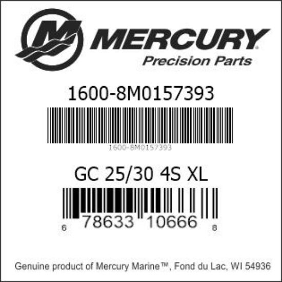 Bar codes for Mercury Marine part number 1600-8M0157393