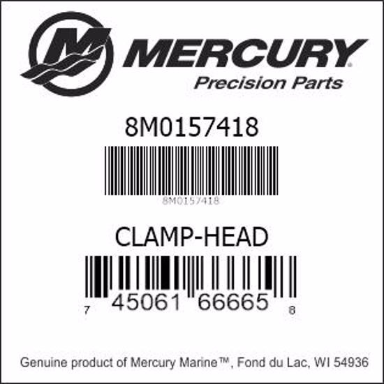 Bar codes for Mercury Marine part number 8M0157418