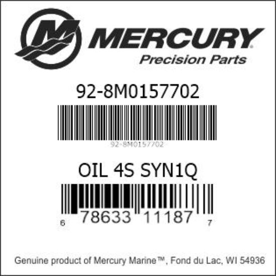 Bar codes for Mercury Marine part number 92-8M0157702