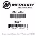 Bar codes for Mercury Marine part number 8M0157869