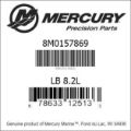 Bar codes for Mercury Marine part number 8M0157869