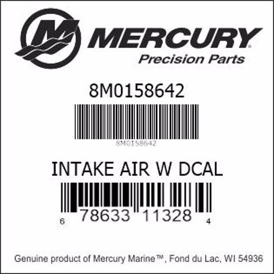Bar codes for Mercury Marine part number 8M0158642