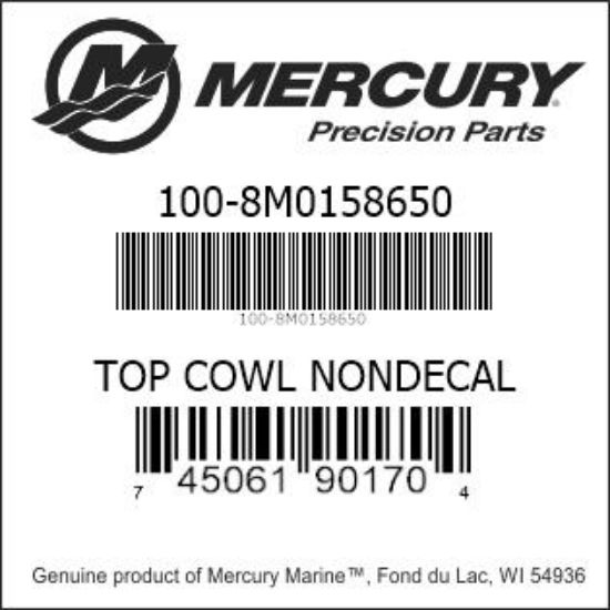 Bar codes for Mercury Marine part number 100-8M0158650