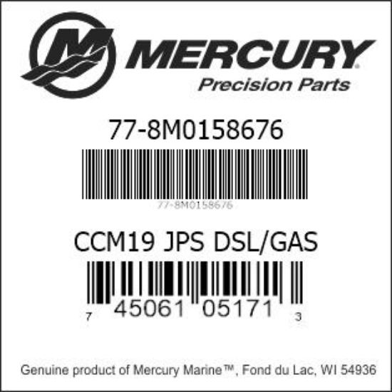 Bar codes for Mercury Marine part number 77-8M0158676