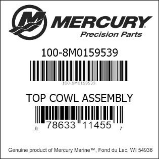 Bar codes for Mercury Marine part number 100-8M0159539