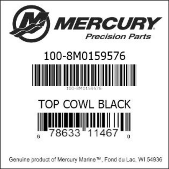 Bar codes for Mercury Marine part number 100-8M0159576