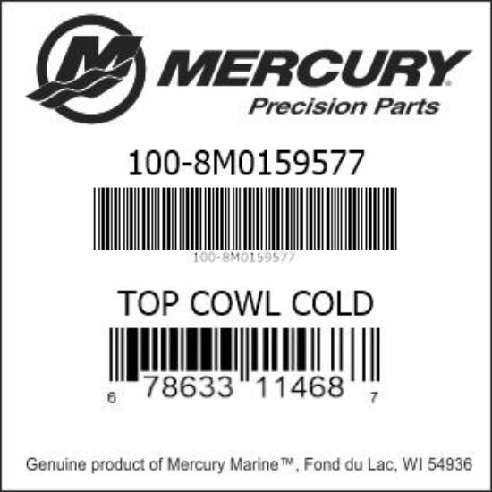 Bar codes for Mercury Marine part number 100-8M0159577