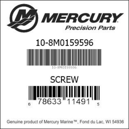 Bar codes for Mercury Marine part number 10-8M0159596
