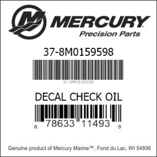Bar codes for Mercury Marine part number 37-8M0159598