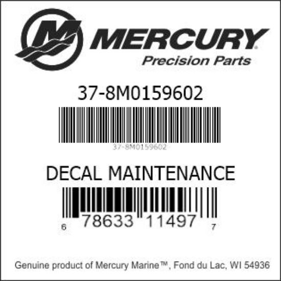 Bar codes for Mercury Marine part number 37-8M0159602