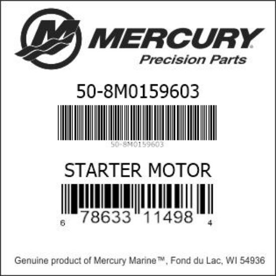 Bar codes for Mercury Marine part number 50-8M0159603